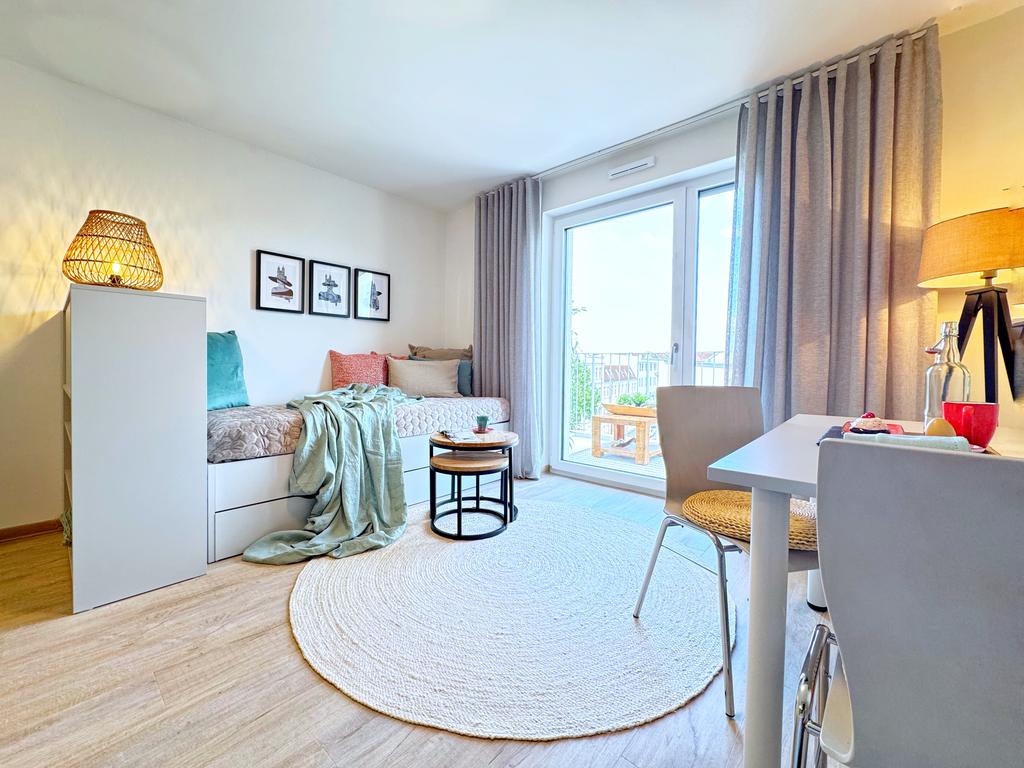 Möbliertes Studenten Apartment nach einem Home Staging, stilvoll und einladend eingerichtet durch Inga Schwiedel